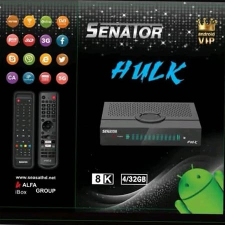 رسيفر سيناتور هولك فوركيه الاصدار الجديد 2025 اندرويد فايف جي SENATOR HULK ANDROID 4K 5G