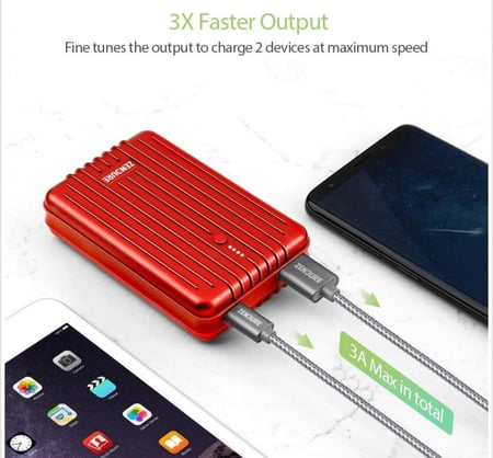 بطارية من زندور من نوع A3TC 10,000 mAh - احمر