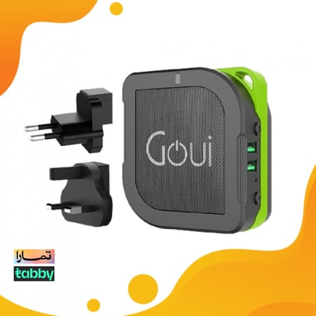 باور بنك مزود بشاحن جداري ومكبر صوت 5200 مللي أمبير / أسود/أخضر