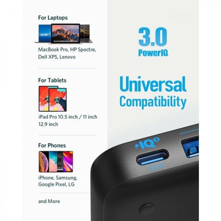 شاحن مكتبي انكر باوربورت اتوم - الاصدار الثالث - 65 واط - اسود