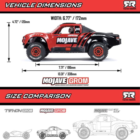 MOJAVE GROM MEGA 380 Brushed 4X4 Small Scale Desert Truck RTR with Battery & Charger, Blue/White ARA2104T2