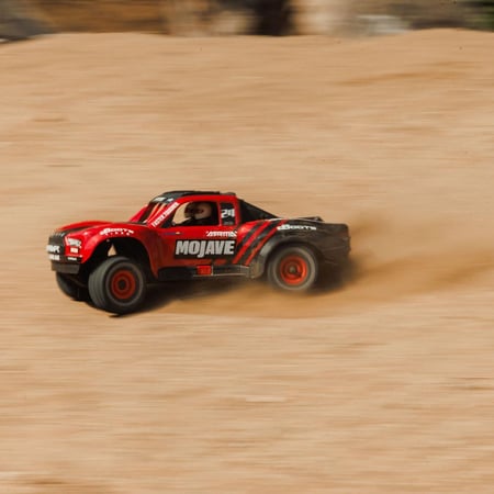 ARA2104T1 MOJAVE GROM MEGA 380 Brushed 4X4 Small Scale Desert Truck RTR with Battery & Charger, Red/Black