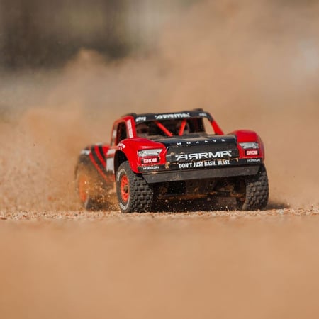 ARA2104T1 MOJAVE GROM MEGA 380 Brushed 4X4 Small Scale Desert Truck RTR with Battery & Charger, Red/Black