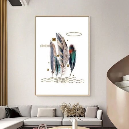 لوحة الريشة بقماش الفانكس والإطار الذهبي