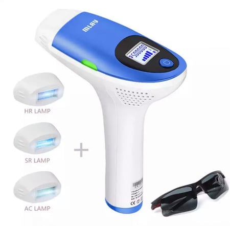 جهاز الليزر المنزلي ملاي T3 مع  3 عدسات ( الوجه ، الجسم ، المناطق الحساسه ) كل عدسه تحتوي على 500 الف ومضه