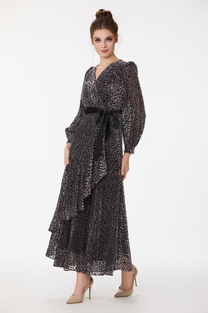 فستان طبع مخمل نقشة الفهد
