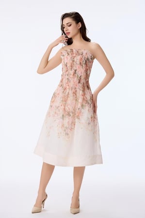 فستان اورغنزا بنقشة الورد