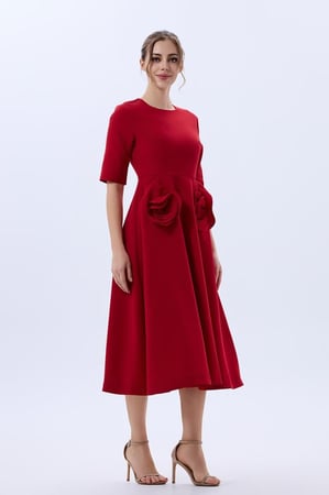 فستان كريب مع ورد