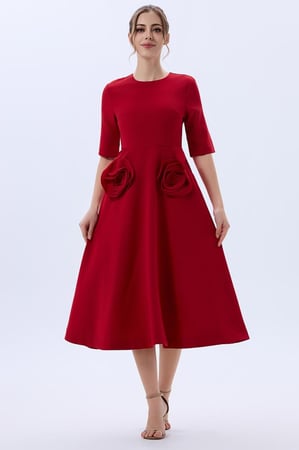 فستان كريب مع ورد