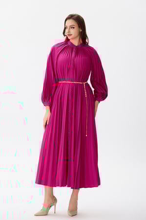 فستان ستان بليسية فوشي