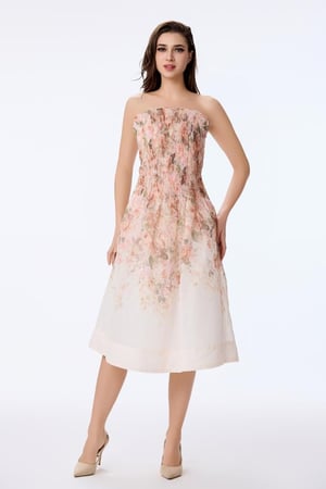 فستان اورغنزا بنقشة الورد