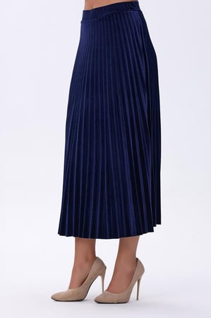 تنورة مخمل بليسيه بلون ازرق ملكي