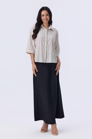 بلوزة مخططة بأكمام 3/4