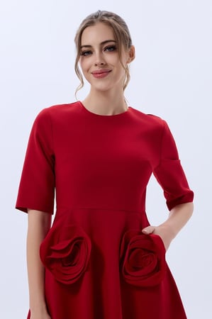 فستان كريب مع ورد