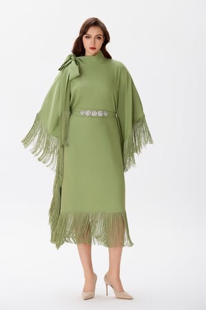 جلابية كريب اخضر كيوي