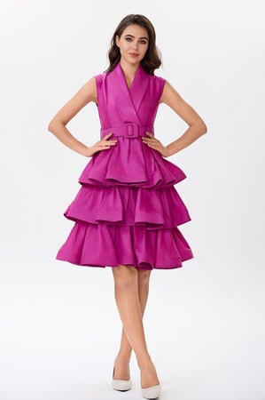 فستان ستان تفتا فوشيا