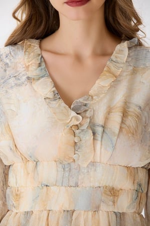 فستان شيفون بنقشة الألوان الترابية