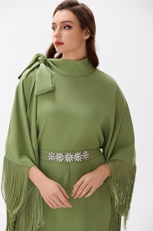 جلابية كريب اخضر كيوي