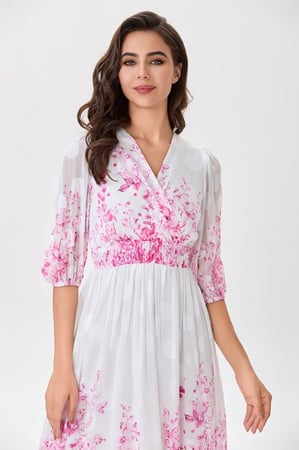 فستان شيفون بنقشة زهري