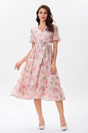 فستان اورغنزا بنقشة الورود