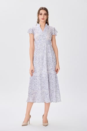 فستان شيفون بنقشة الزهر اليلكي