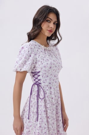 فستان ميدي أبيض مورد | Prando