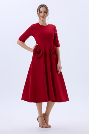 فستان كريب مع ورد