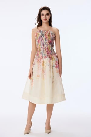 فستان اورغنزا بنقشة الوان