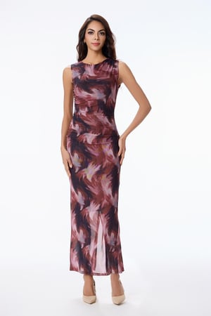 فستان تول بثنيات