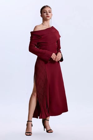 فستان كريب مع بليسيه