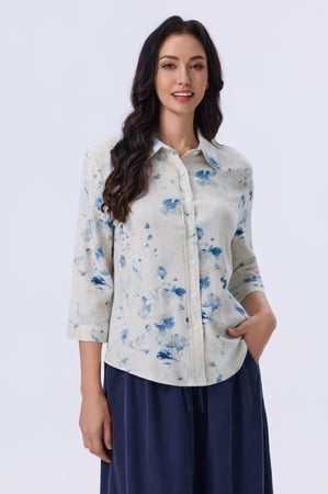 بلوزة مزهر بأكمام 3/4 وقصة أنيقة | Prando