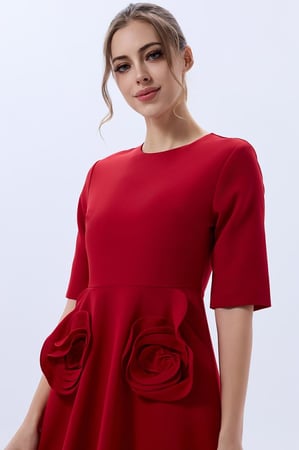 فستان كريب مع ورد