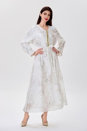 جلابية حرير مع ازرار ذهبية