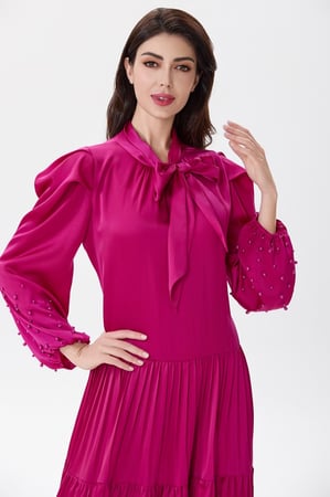 فستان ستان فوشيا