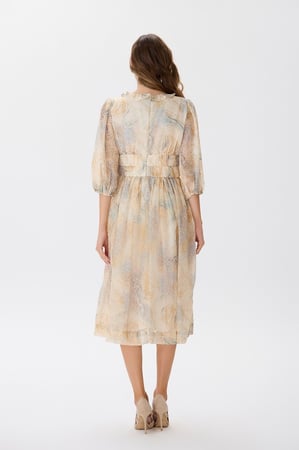 فستان شيفون بنقشة الألوان الترابية