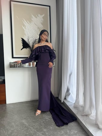 فستان سهره موف باكمام طويله