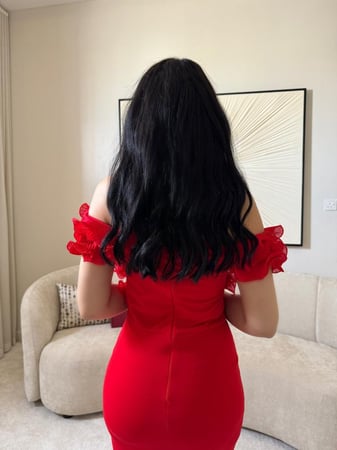 off shoulder red dress