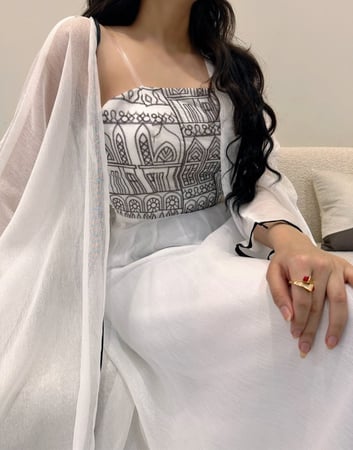 جلابية ابيض واسود قطعتين