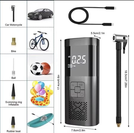 منفاخ  هواء وباور بنك وكشاف   محمول 3 في 1