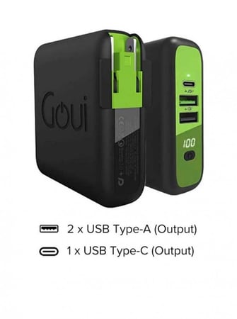 باور بنك امبالا كيو آي مع شاحن لاسلكي وشاحن جداري 8000 مللي أمبير