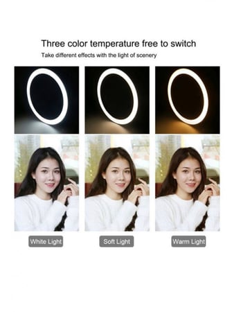 إضاءة تصوير +حامل للهاتف  بطول 10 بوصه