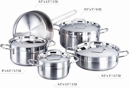 كوركماز طقم قدور استيل تركي 9 قطعة الفا A1660 Korkmaz