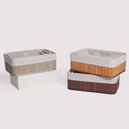 طقم سلات 3 قطع مستطيل خشبي