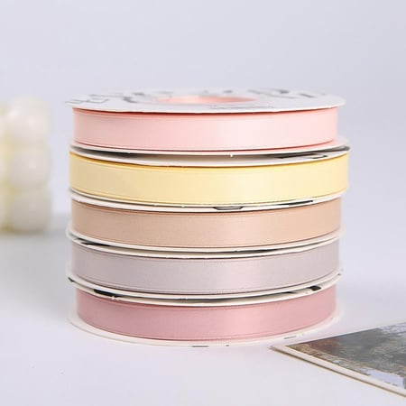 شرائط ستان رفيع دبل اخضر  ليموني (19 متر )