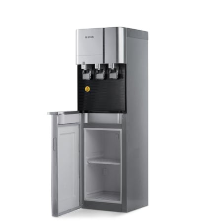بلاتينيوم WD-6210 موزع مياه بتحميل علوي 5لتر حار/2 لتر بارد، مزود بـ 3 صنابير (عادي / بارد / ساخن) مع قفل أمان للأطفال، قدرة تسخين 500 واط وتبريد 85 واط –  فضي/أسود
