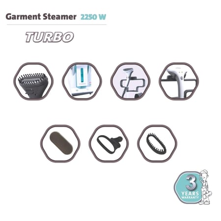 بلاتينوم BG-511A، جهاز بخار للملابس توربو، بخار مستمر حتى 75 دقيقة، خزان مياه كبير بسعة 1.8 لتر، مضاد للتنقيط، 2250 واط – أبيض