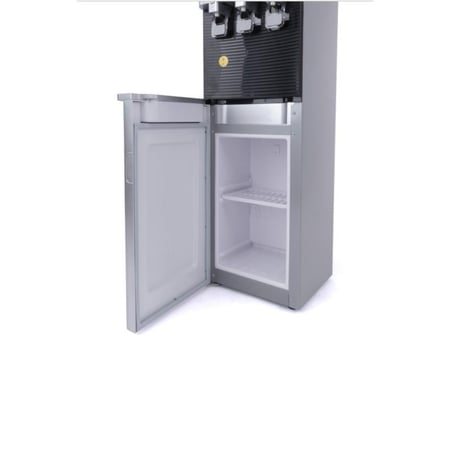 بلاتينيوم WD-6210 موزع مياه بتحميل علوي 5لتر حار/2 لتر بارد، مزود بـ 3 صنابير (عادي / بارد / ساخن) مع قفل أمان للأطفال، قدرة تسخين 500 واط وتبريد 85 واط –  فضي/أسود