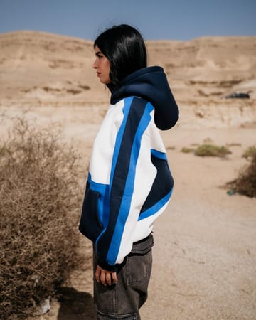 Blue and white hoodie oversized- unisex