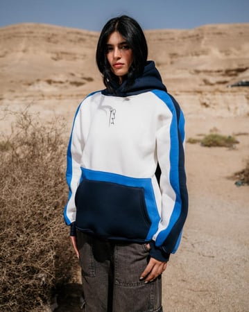 Blue and white hoodie oversized- unisex