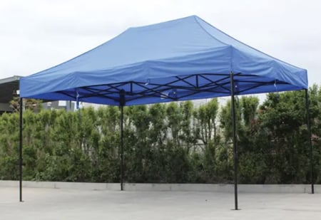 3*6(BLUE iron tube tent (full enclosure) (TYPE C- مظلة حديد باللون الازرق و ساتر خلفي فقط